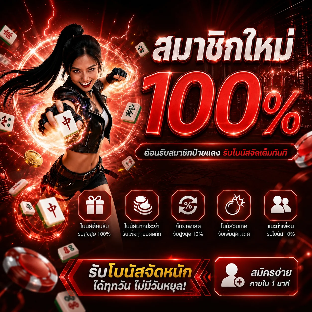 ป้ายโปรโมชั่นและโบนัสต้อนรับสมาชิกใหม่ UHENG99